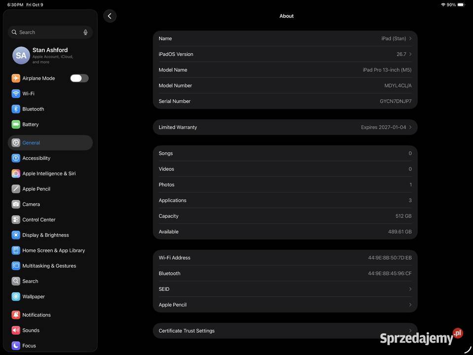 Apple iPad Pro 13 M5 512GB klawiatura ESR nowy Apple dolnośląskie Wrocław sprzedam