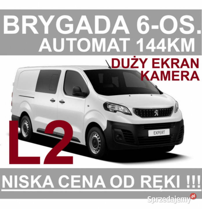 Peugeot Expert Automat 144 L2 Brygada 6osDuży wielofunkcyjna kierownica Szczecinek
