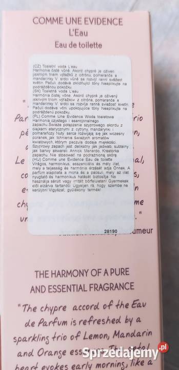 Duża woda toaletowa COMME UNE EVIDENCE z Perfumy i wody Rudziniec