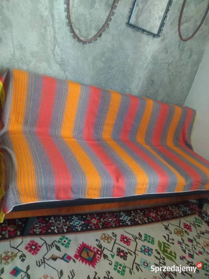 Narzuty kapy welniane pasiaki PRL Częstochowa