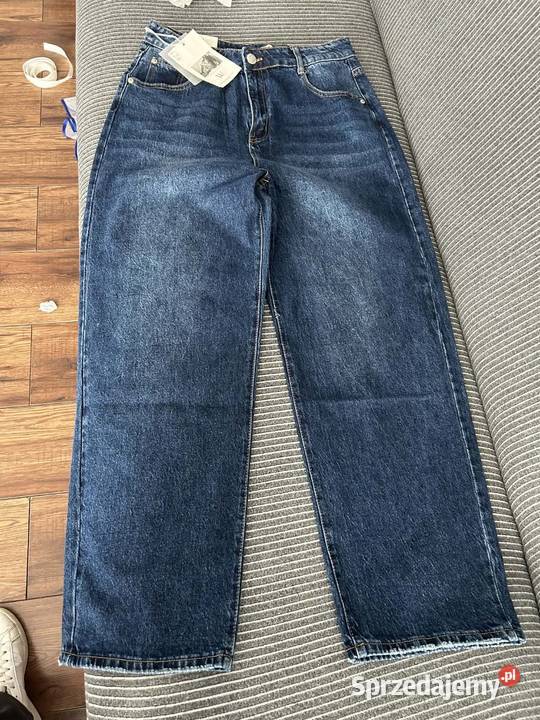 Sprzedam nowe spodnie jeansowe pas do 85 wzrost Bez wzoru Czeladź
