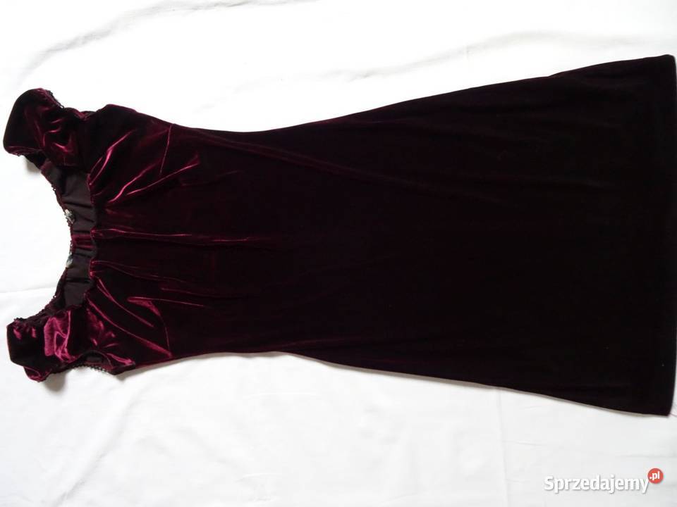 Elegancka Bordowa Sukienka Welurowa 34 36 Welur Nowy Sącz