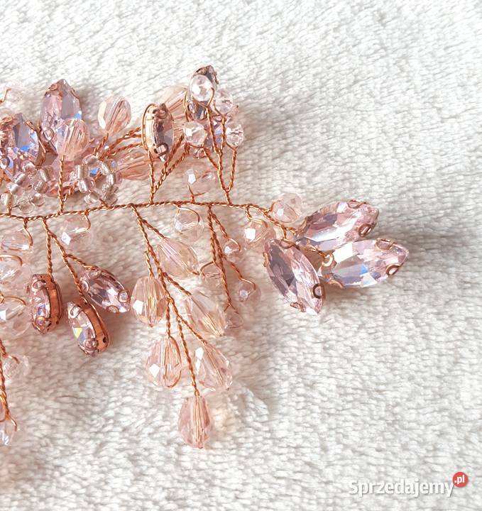 Ozdoba do włosów opaska koraliki ślub wesele