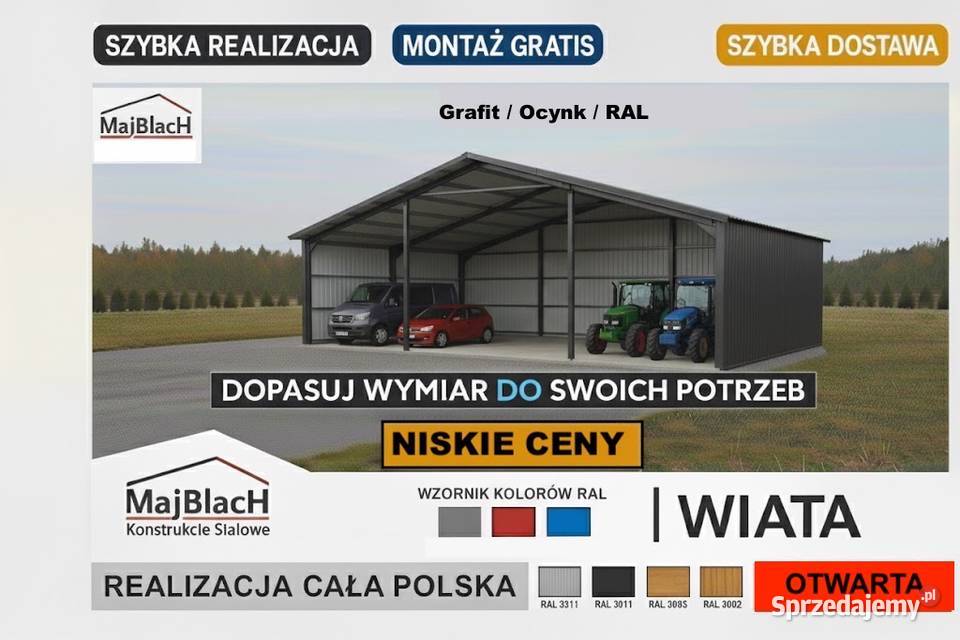 Garaż Grafitowy kolory RAL Blaszak Zadaszenie Oleśnica sprzedam