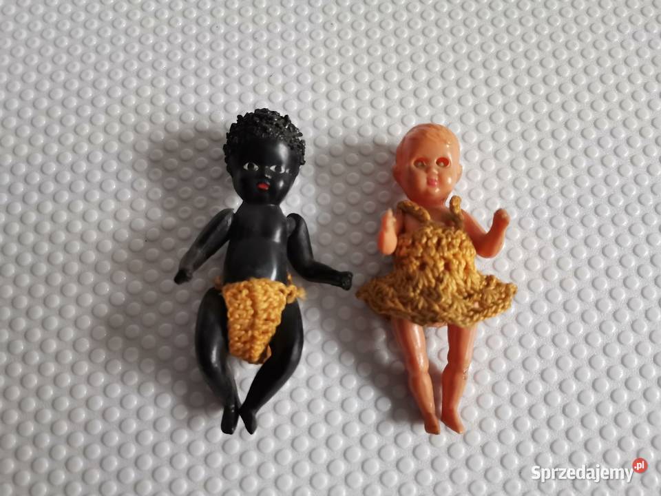 Stare plastikowe mini lalki 2 sztuki zabawki PRL Katowice