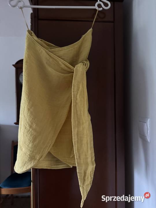 Spódnica XS lniana Massimo Dutti żółta kopertowa Inny materiał Częstochowa