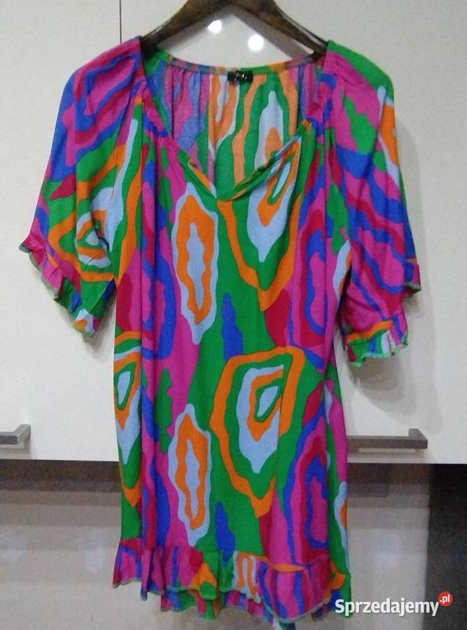 Sukienka z krótkimi rękawami kimono wielobarwna Lublin sprzedam