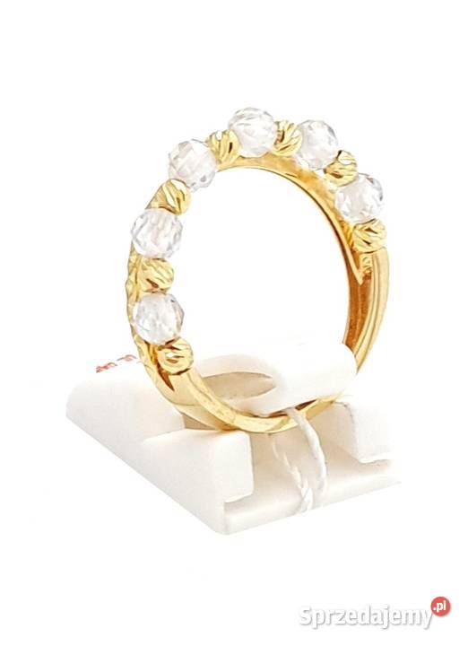 Pierścionek r10 Złoty pr333 Modern kwarc biały Poznań sprzedam