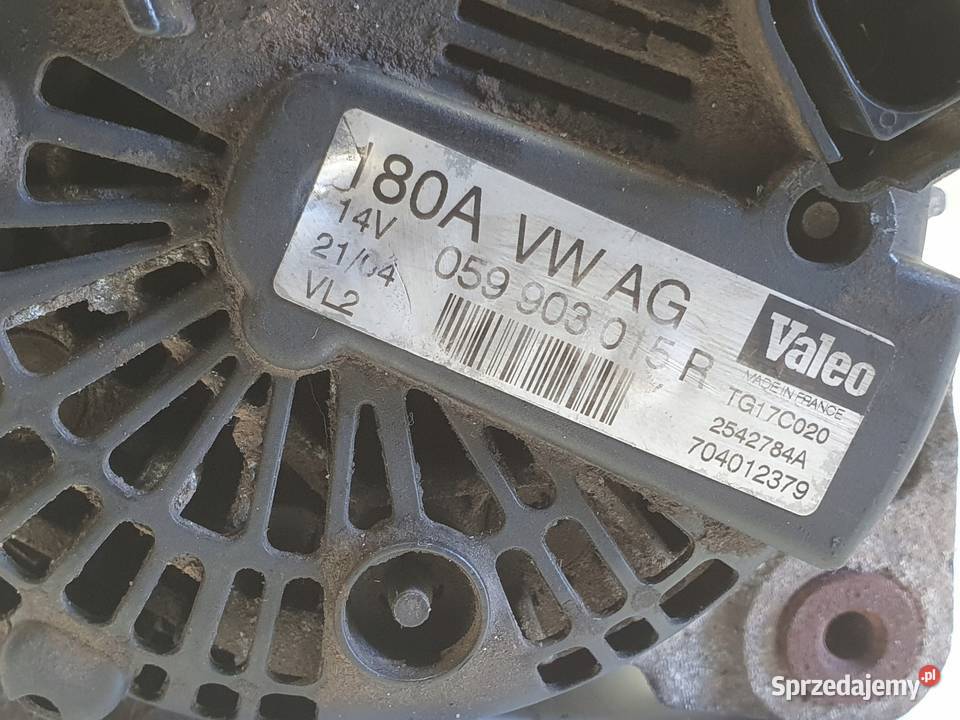 Audi A6 C6 30 TDI ALTERNATOR 059903015R valeo osobowe Układ elektryczny silnika Janów