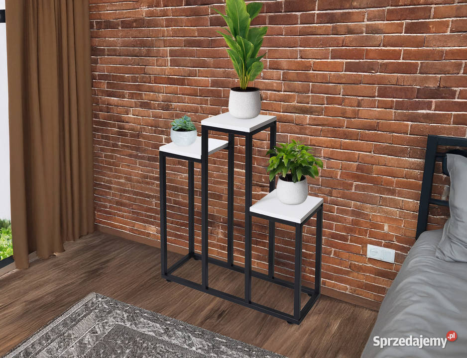 Kwietnik stojący metalowy piętrowy stojak na 3 Kwietniki Poznań