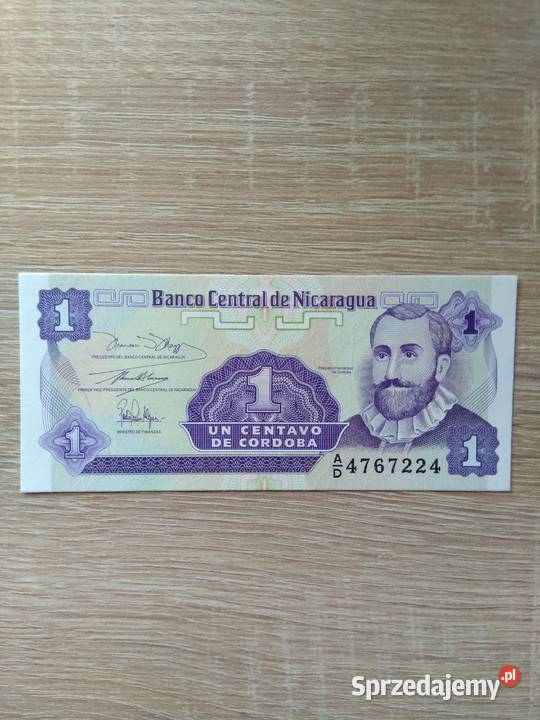 Banknot Nicaraguya 1 centavo Numizmatyka Chrząstawa Mała