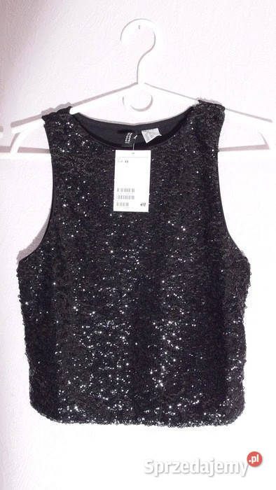 Czarny top koszulka bluzka xs 34 hm cekiny Toruń