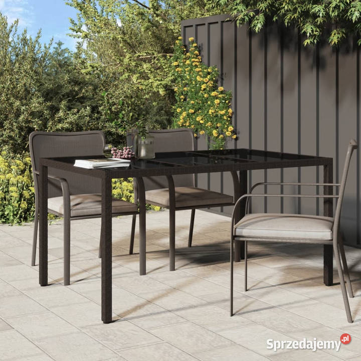 Stół ogrodowy 150x90x75 szkło i rattan PE mazowieckie Warszawa