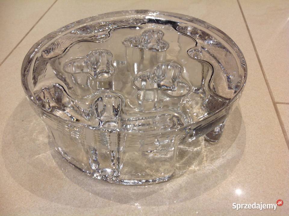 Masywny Podgrzewacz Świecznik Szkło Kryształowe