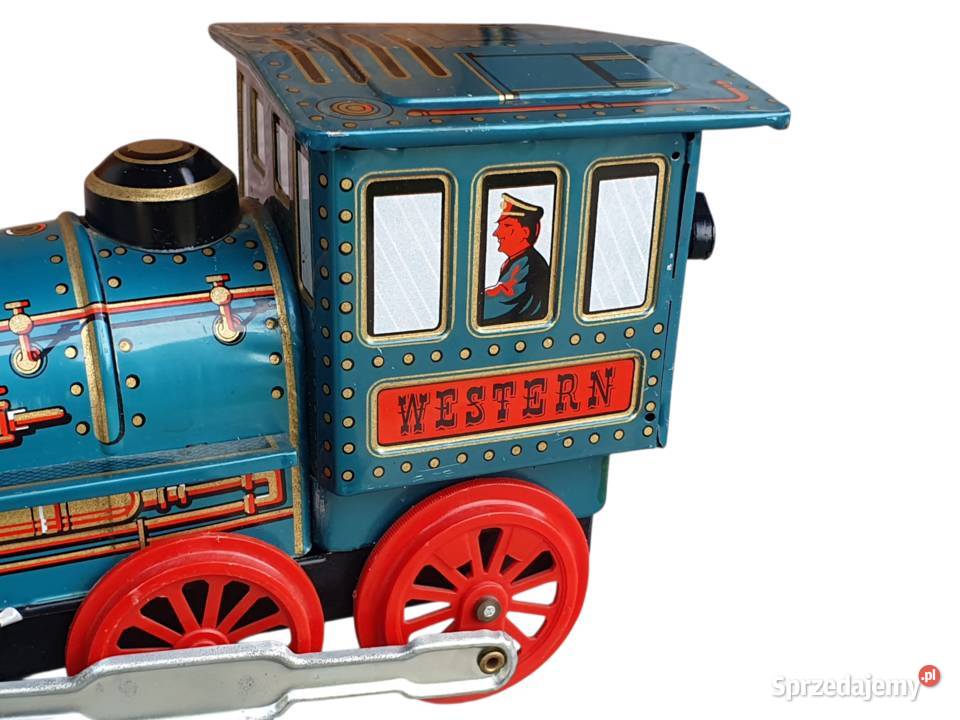Stara duża zabawka blaszana lokomotywa Western Cieszyn