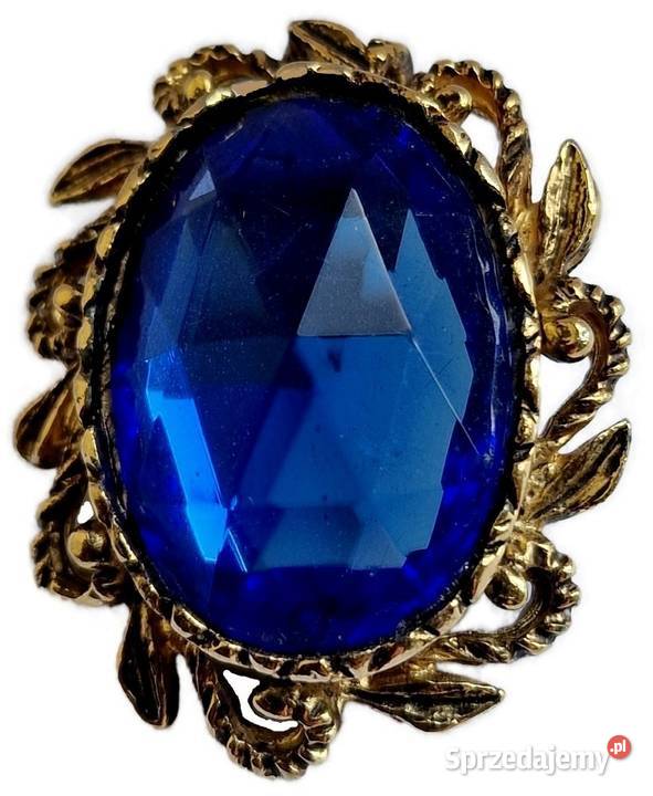 VINTAGE BROSZA WISIOR Z SYNTETYCZNYM SZAFIREM Częstochowa