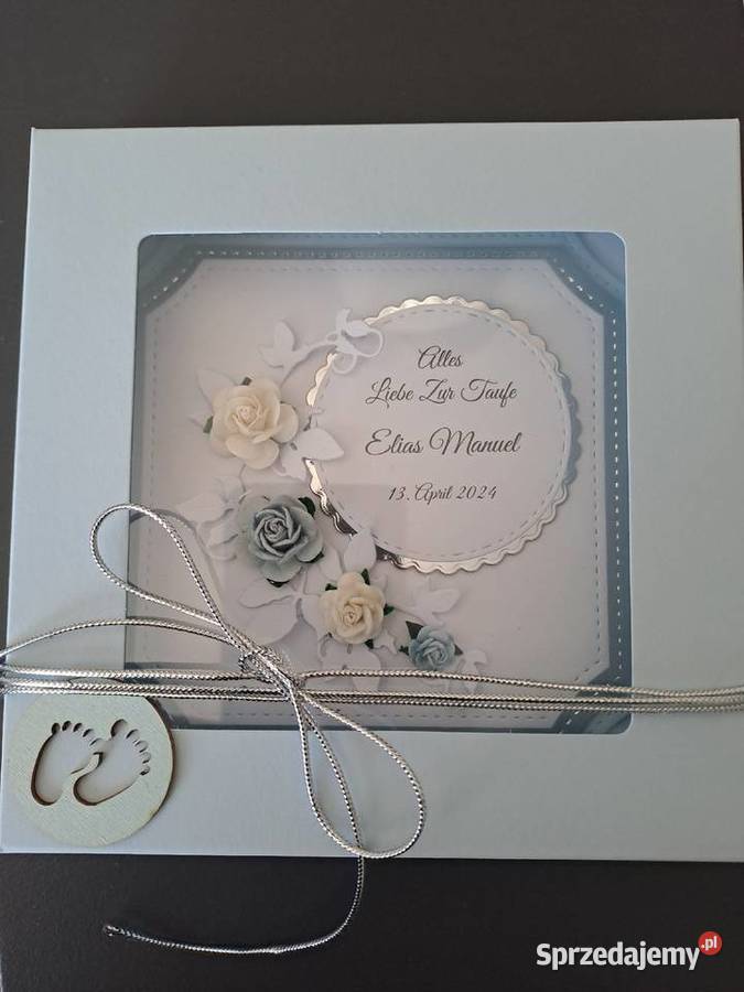 Kartka w pudelku z okazji chrztu Strzebiń