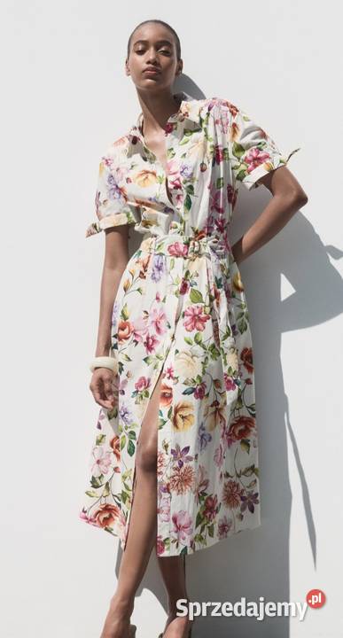 Sukienka midi długa Zara M L bawełna kwiaty Warszawa
