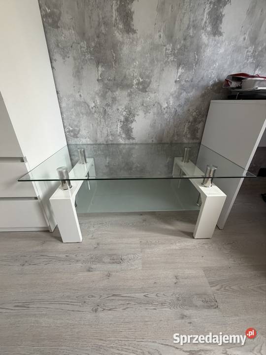 Stolik kawowy ława szklana 120x60x45 z półką Lublin