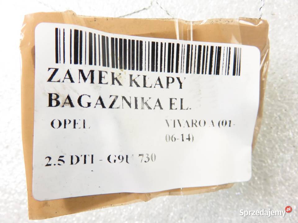 ZAMEK KLAPY OPEL VIVARO A sprzedam