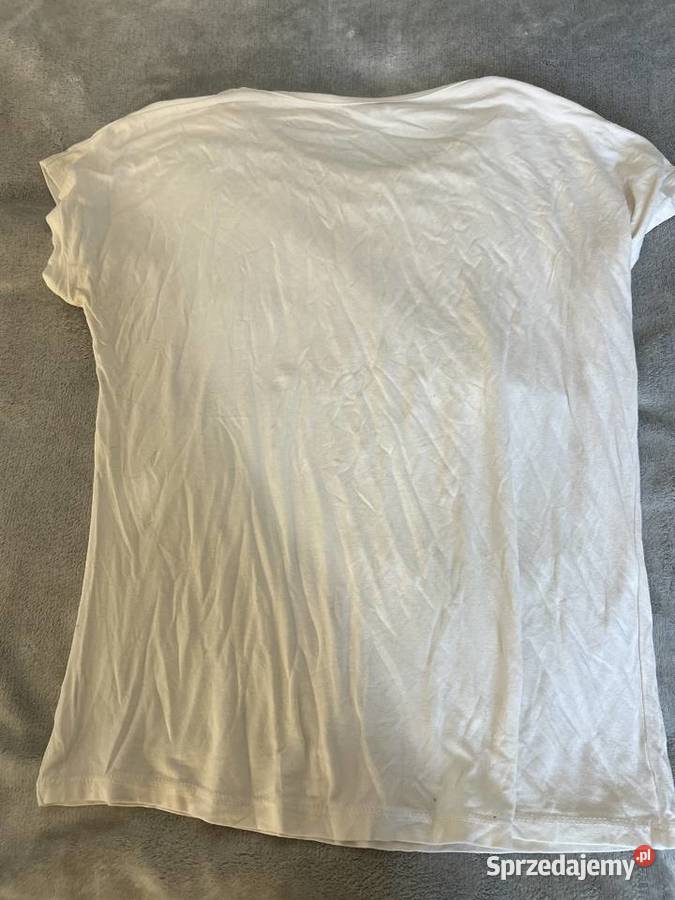 Tshirt koszulka bluzka biała z koralikami