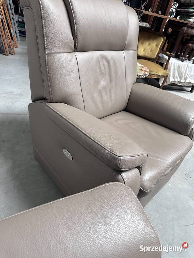 Idealny skórzany komplet sofa i rozkładany Sławoszewek