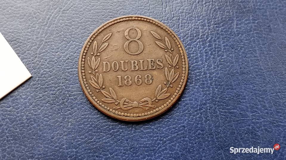 Stare monety 8 doubles 1868 Guernsey Lesko