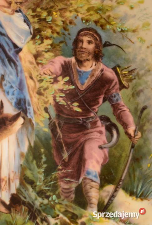 Ozdobny talerz kolekcjonerski z sceną baśniową Porcelana i szkło kujawsko-pomorskie Chełmno sprzedam