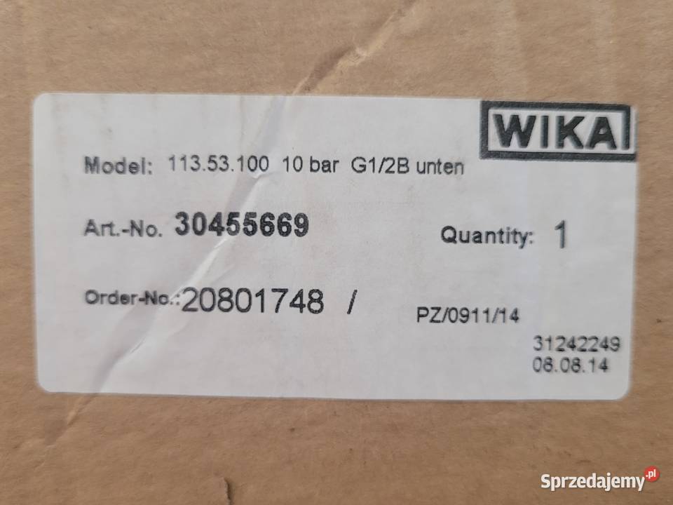 Manometr Wika 010bar G12 nierdzewny