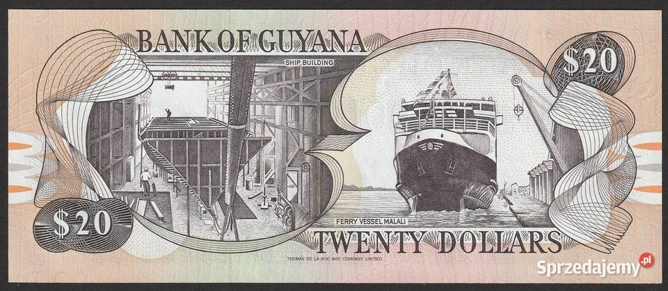 GUJANA 20 DOLAR 1996 STAN BANKOWY UNC łódzkie Łódź sprzedam