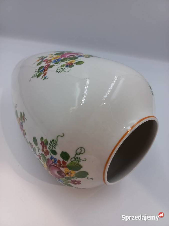 Porcelanowy ręcznie malowany wazon sygn Inowrocław
