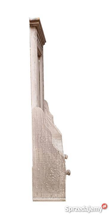 Lustro z półką drewniana rama odcienie brązowego