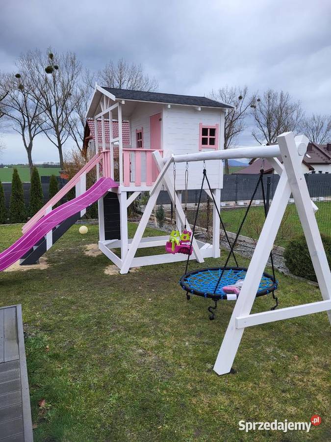 Domek dzieci plac zabaw huśtawki montaż Domki drewniane Ogród