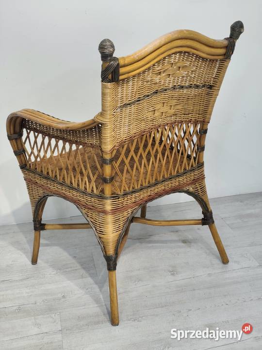 Unikalny Fotel Wiklinowy Rattanowy Styl Vintage łódzkie Poddębice sprzedam