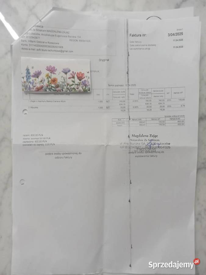 Zegar ścienny z marmuru Bianco Carrara średnica Koszalin