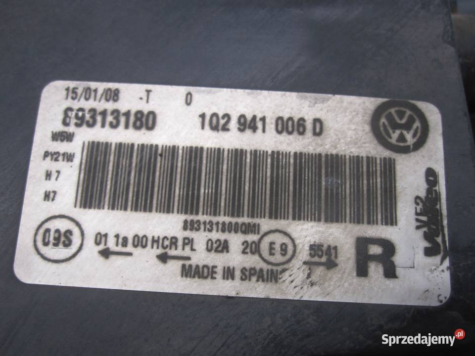 VW EOS 08r lampa prawy przód 1Q2941006D ANGLIK sprzedam