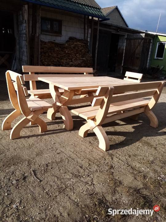 Meble ogrodowe drewniane olchowe masywne Komplety mebli Świderki