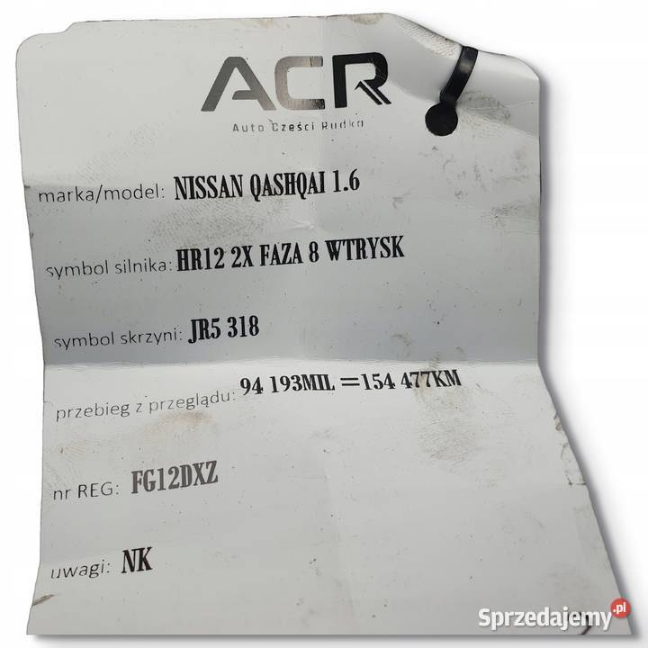 ALTERNATOR Nissan Qashqai 16 16V 231001KA1C sprzedam
