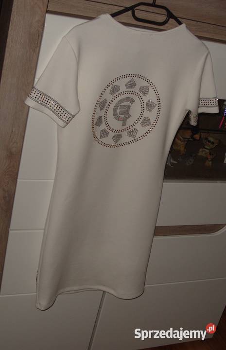 śmietankowa sukienka CHERLIZE FASHION ozdobne Inny wzór Rawicz