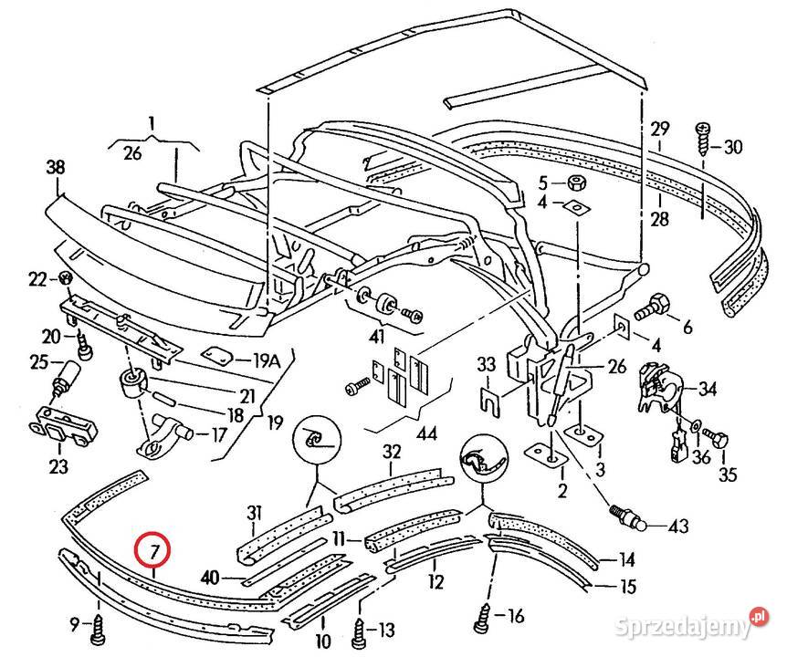 Audi 80 Cabrio Uszczelka dachu czołowa Drzwi
