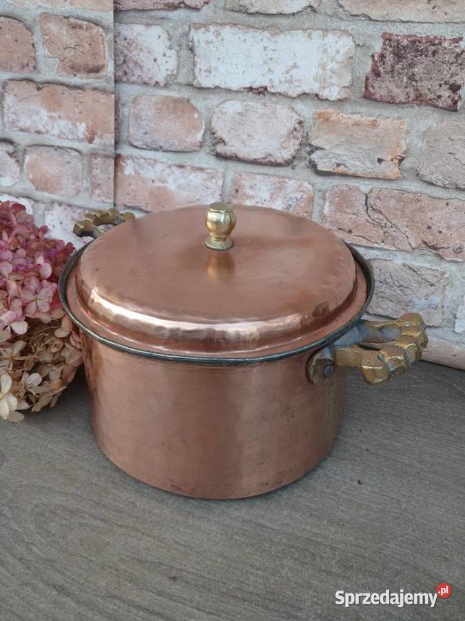 Miedziany garnek z pokrywką poj 3 litry Warszawa