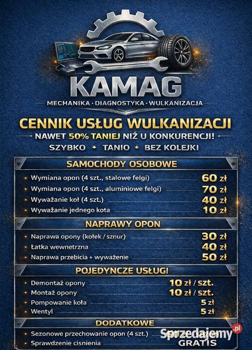 Wulkanizacja wymiana opon wyważanie kół Michów