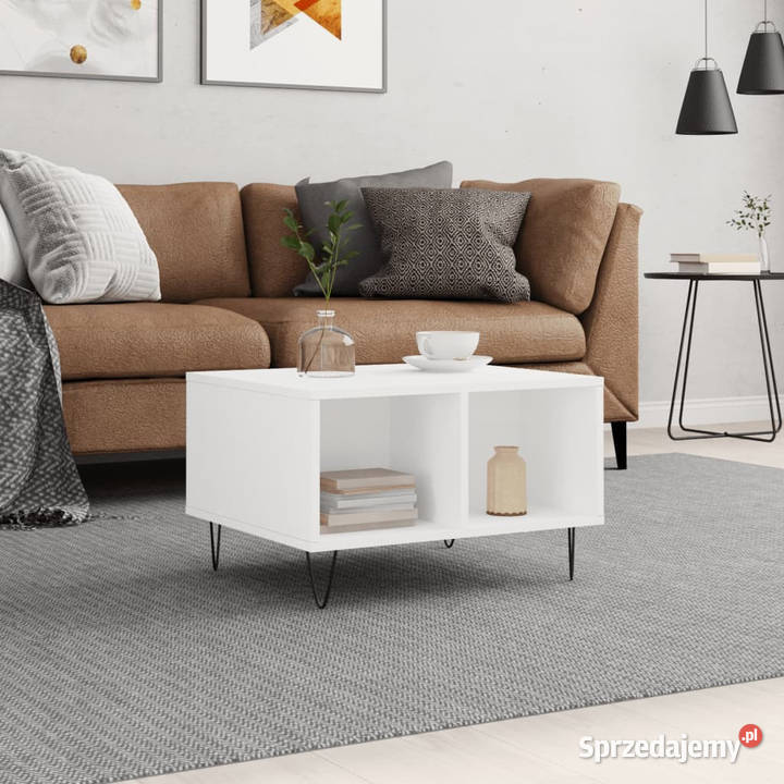 Stolik kawowy biały 60x50x365 materiał Warszawa
