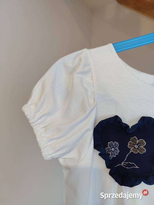 Sukienka dziewczynki biała granatowa krótki