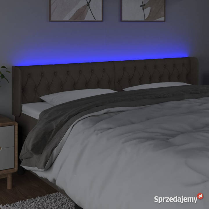 Zagłówek do łóżka z LED taupe 203x16x7888