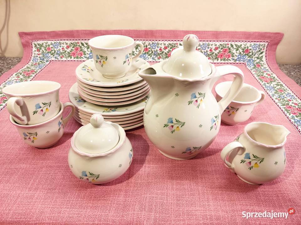Serwis kawowy porcelanowy 6 osób Schramberger opolskie Głuchołazy