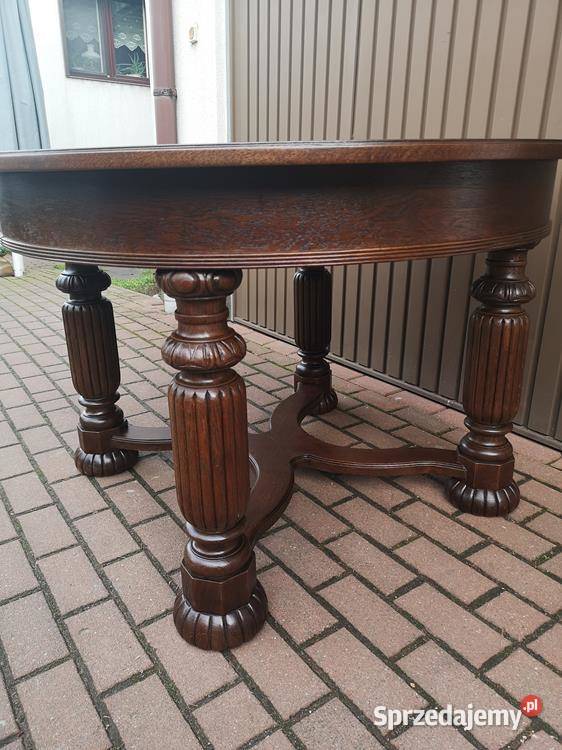 Stół Okrągły Dębowy Zjawiskowy Duży Antyk Stary Swarzędz