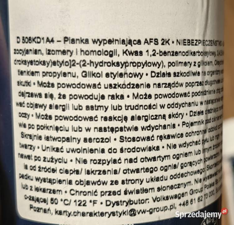 PIANKA WYPEŁNIAJĄCA DO NADWOZIA AUDI VW Części montażowe Rożnów sprzedam