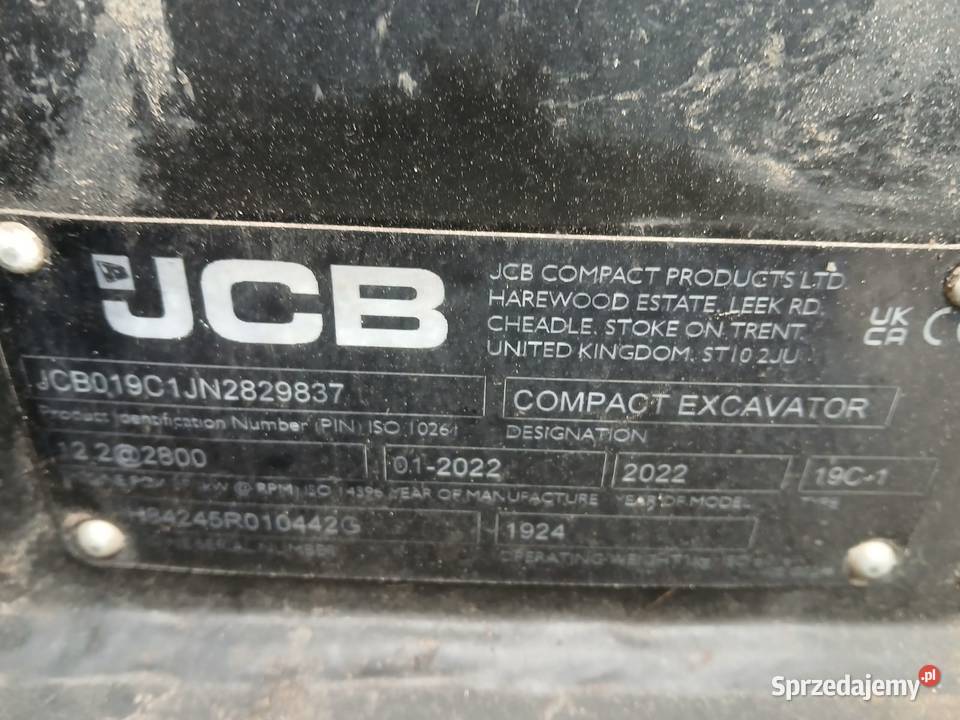 JCB 19C1 Mini koparka JCB 19C1 z 2022r ładna Złoczew