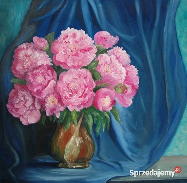 Obraz olejny Piwonie w wazonie
